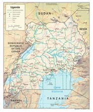 Listing image for Uganda Physical Geography Physiographic Map Country Nation Poster Print