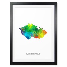 Listing image for Czech Republic Map, Poster, Canvas or Framed Print, watercolour painting 10813