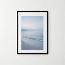 Listing image for A4 Coastal Wall Art Print With Border Serene Shoreline with Pastel Sky and Sea