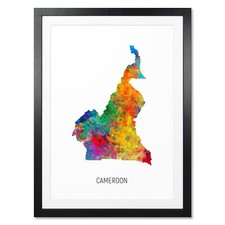 Listing image for Cameroon Map, Poster, Canvas or Framed Print, watercolour painting 10800