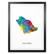 Listing image for Saudi Arabia Map, Poster, Canvas or Framed Print, watercolour painting 10927