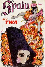Listing image for 1960s Spain TWA Vintage Style Airline Travel Poster - 24x36