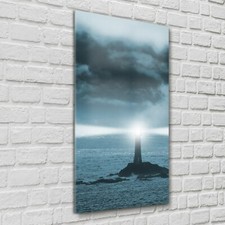 Listing image for Print on Glass Wall Art 60x120 Lighthouse at night seascape island clouds sky