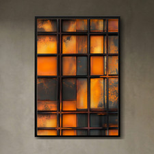 Listing image for Ember Grid - Abstract Industrial Wall Art Modern Framed Artwork Decor