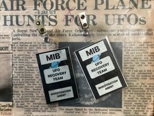 Listing image for Set Of 2 “MIB UFO RECOVERY TEAM INVESTIGATION AGENT” Cosplay/Prop Badges