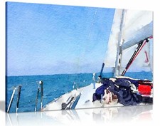 Listing image for Nautical Yacht Painting Canvas Wall Art Picture Print