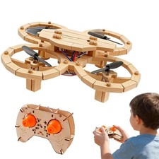 Listing image for Mini Size Wooden Drone Model Kit STEM Quadcopter Building Kit For Kids