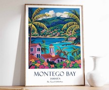 Listing image for 11 Montego Bay Print, Montego Bay Travel Poster, Jamaica Travel Poster, Caribbea