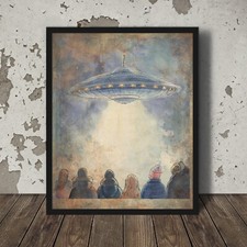Listing image for Vintage UFO SIGHTING Wall Art, Sci-Fi Alien Abduction Poster, UAP Winter Decor