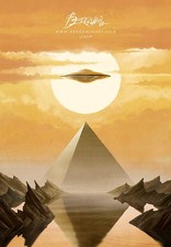 Listing image for UFO Poster. 11x17. High Quality. Signed. [Flying Saucer, Aliens, Pyramid]