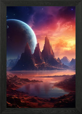 Listing image for Mountain Peaks Alien Land Framed Wall Art Poster Canvas Print Picture
