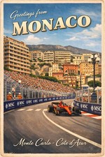 Listing image for Monaco Grand Prix A3 Matte Poster Vintage Travel Style F1 Wall Art Print