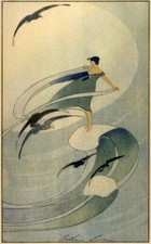 Listing image for Wind Sprite Bertha Lum 1920 Japanese Folklore Inspired Arts and Crafts Woodcut