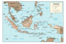 Listing image for Indonesia Physical Geography Geographic Physiographic Map Country Nation Print