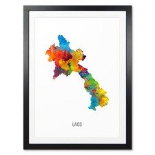 Listing image for Laos Map, Poster, Canvas or Framed Print, watercolour painting 10868