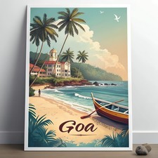 Listing image for Goa India Travel Poster - Vintage Style Beach Paradise Art Print