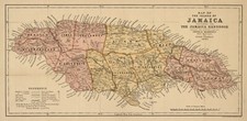 Listing image for Home Wall Art Print - Vintage Map Poster - JAMAICA 1893 - A4,A3,A2,A1,A0