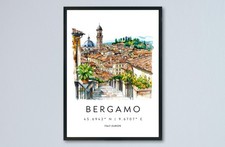 Listing image for Bergamo Watercolor Poster Bergamo Italy Travel Print Wall Art Bergamo Home Decor