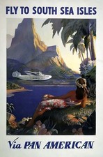 Listing image for Fly Pan American South Sea Isles 1938 Vintage Airline Poster A3 Wall Art