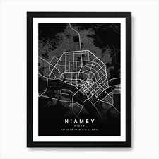 Listing image for Niamey Niger Black Map Art Print Framed Wall Art Poster Canvas Print Picture