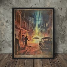 Listing image for Vintage UFO SIGHTING Wall Art, Sci-Fi Alien Abduction Poster, UAP Cryptid Decor