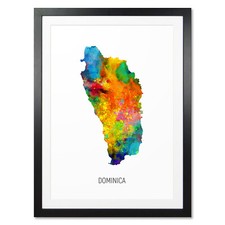 Listing image for Dominica Map, Poster, Canvas or Framed Print, watercolour painting 10819